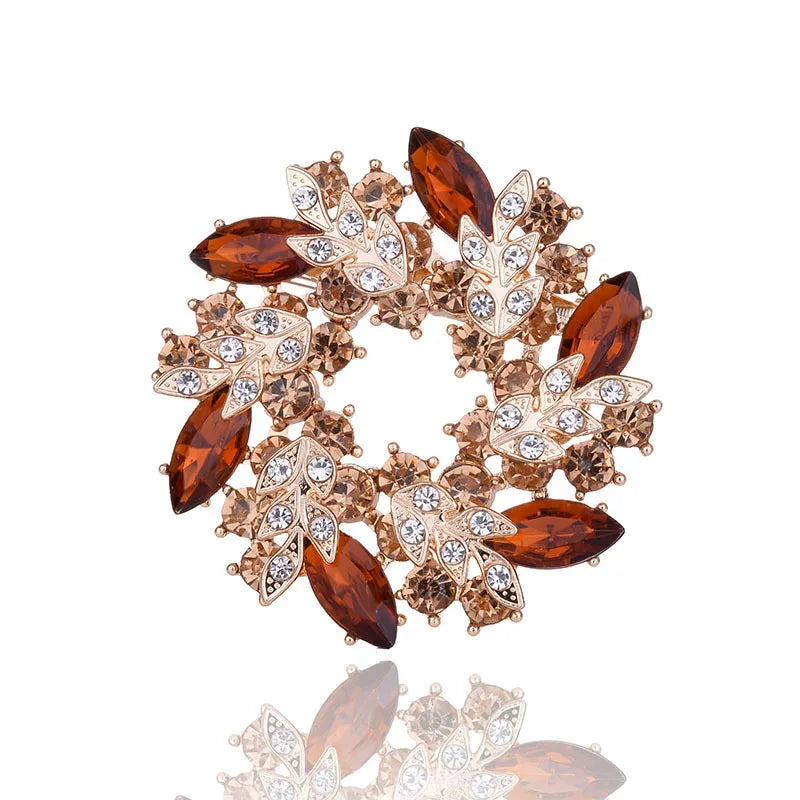 SKEDS High-end Women Exquisite Crystal Flower Badges Pin Fashion Creative Luxury Rhinestone Shining Brooch Corsages
