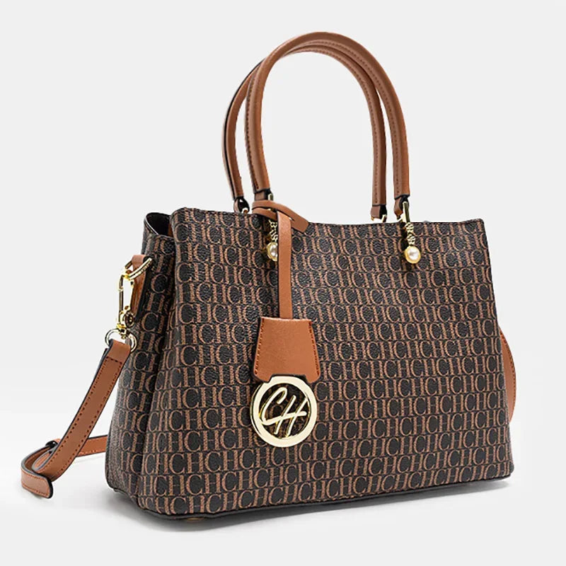 Light Luxury Brand Letter Print Handbag with Letter Pendant Design Unique and Elegant Popular Fashion Niche High Quality