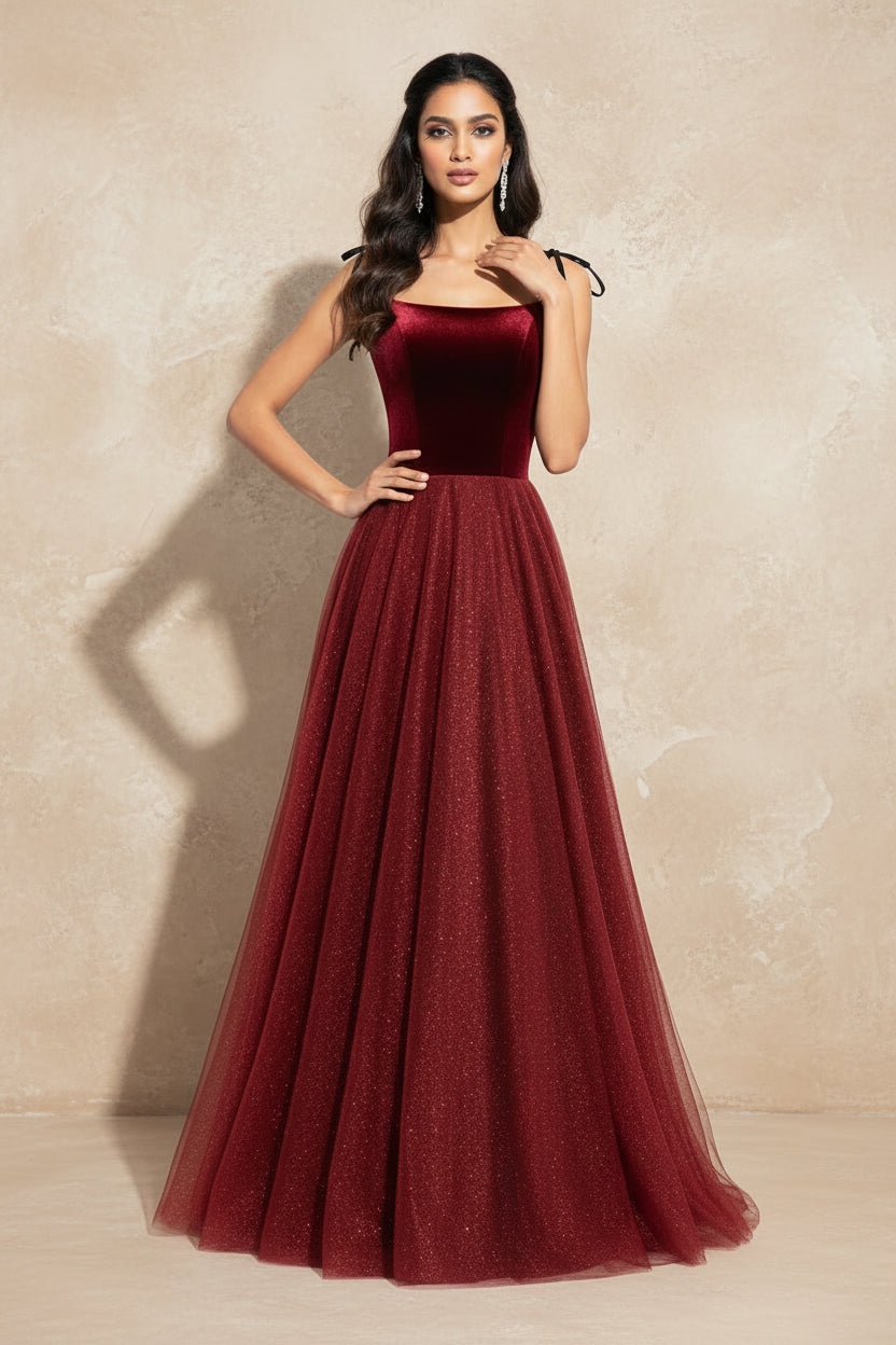 Velvet Banquet Tulle Evening Dress Feminine Temperament Suspender Prom Dresses Formal Dress Women Elegant Dress Party