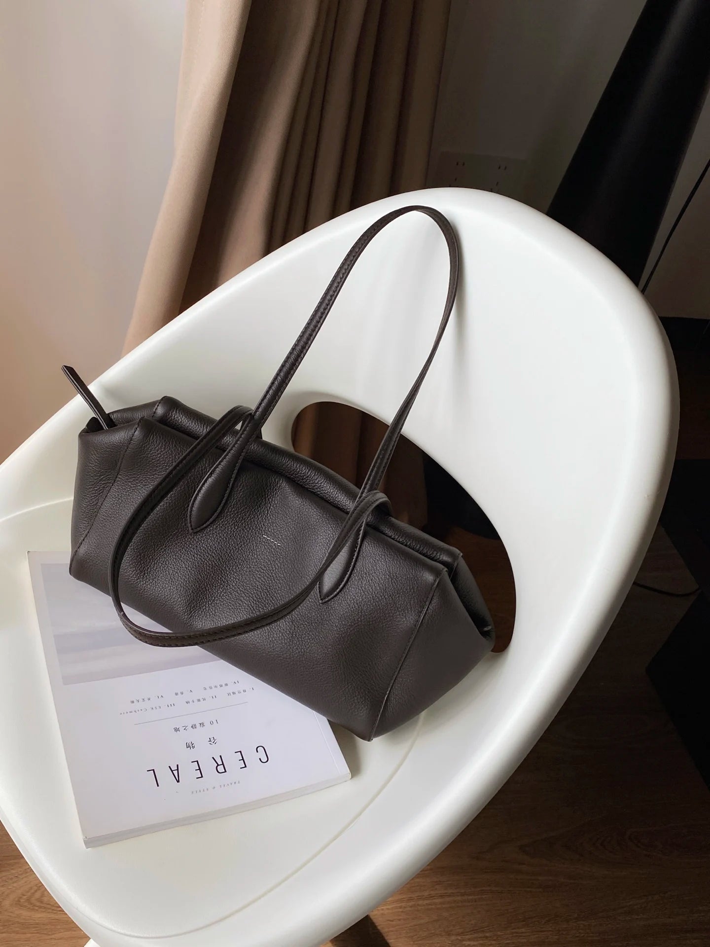 Genuine Leather Bowling Tote Bag