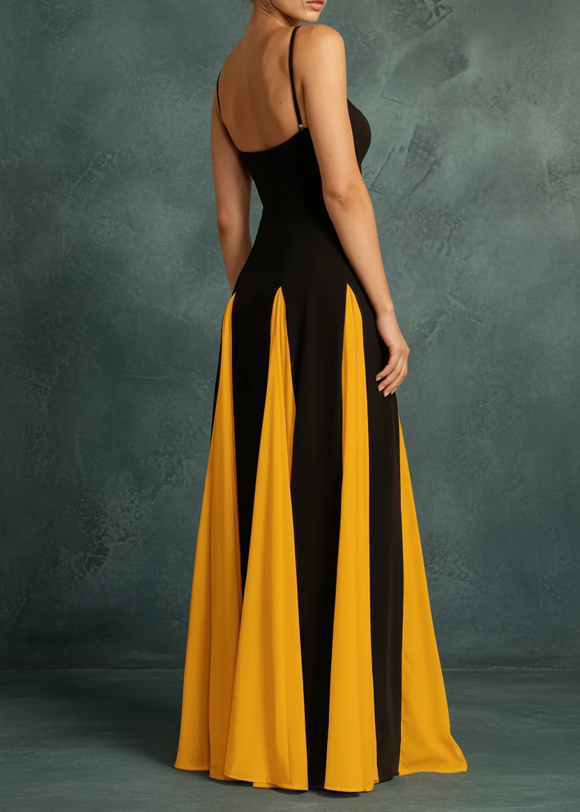 Two - Tone Flowing Maxi Dress - TrendNest
