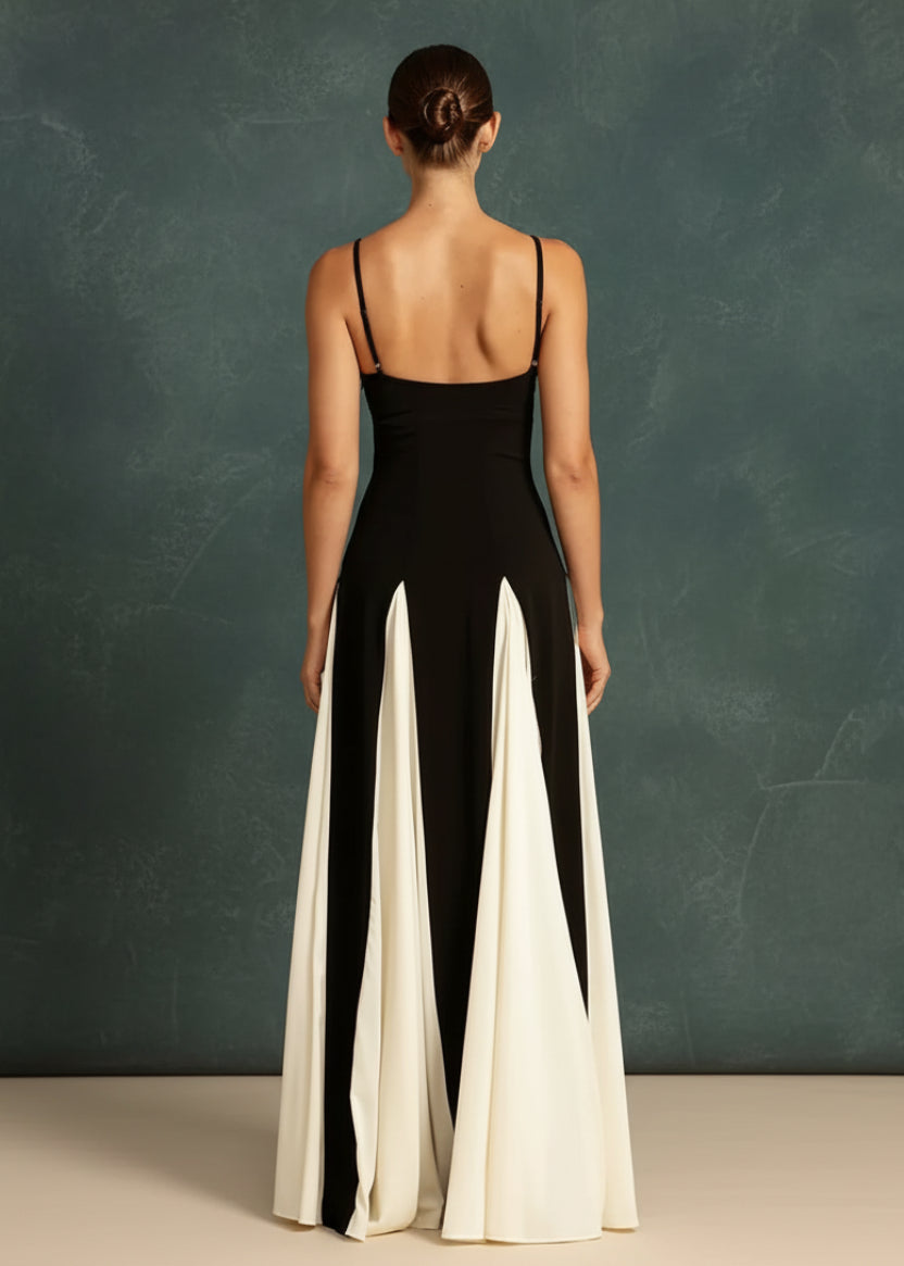 Two - Tone Flowing Maxi Dress - TrendNest