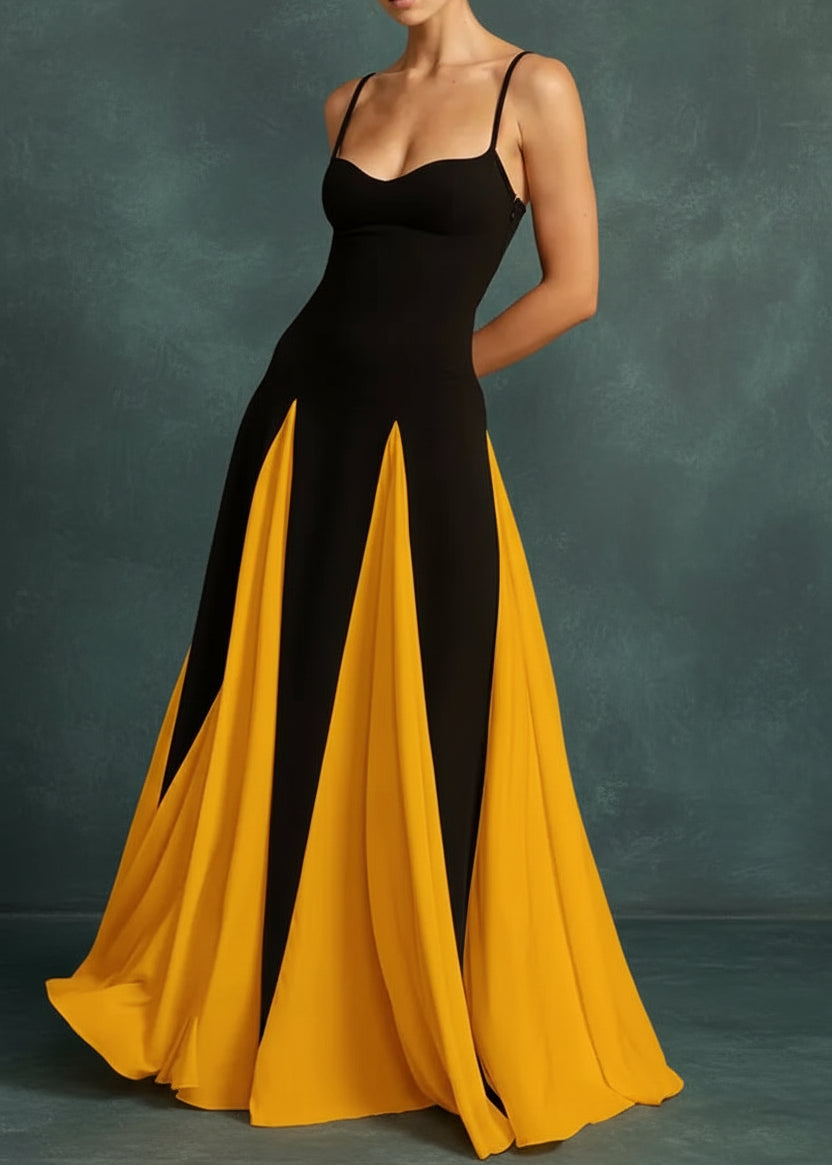 Two - Tone Flowing Maxi Dress - TrendNest