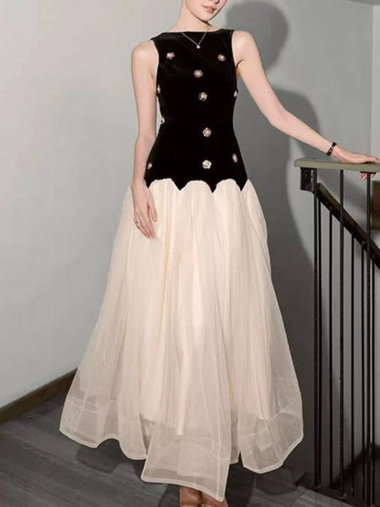 Sleeveless Tulle Maxi Dress - TrendNest