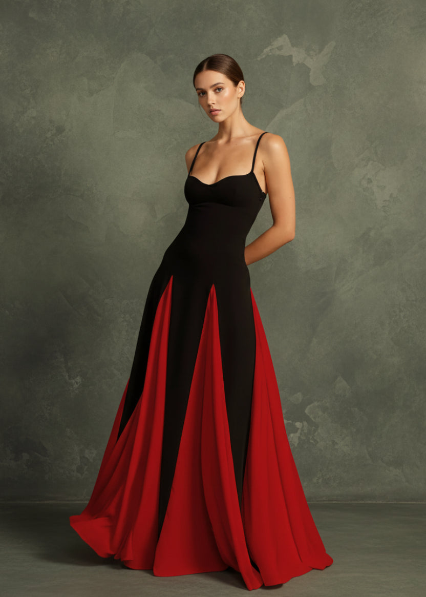 Two - Tone Flowing Maxi Dress - TrendNest