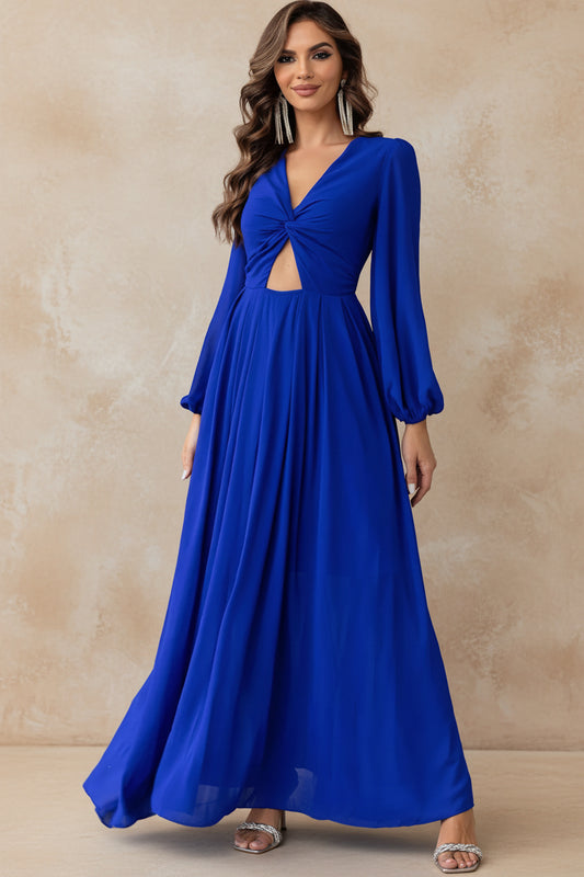 Twist Front Cutout Long Sleeve Dress - TrendNest