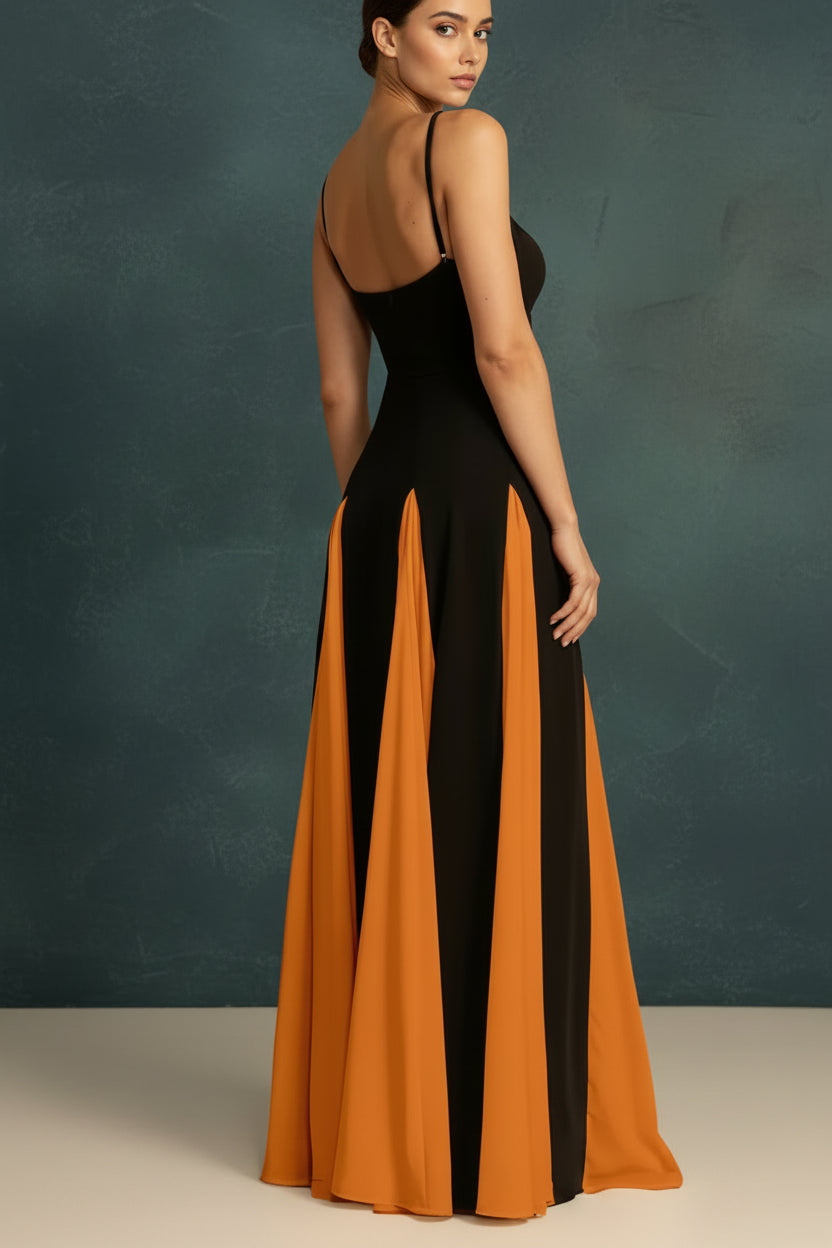 Two - Tone Flowing Maxi Dress - TrendNest