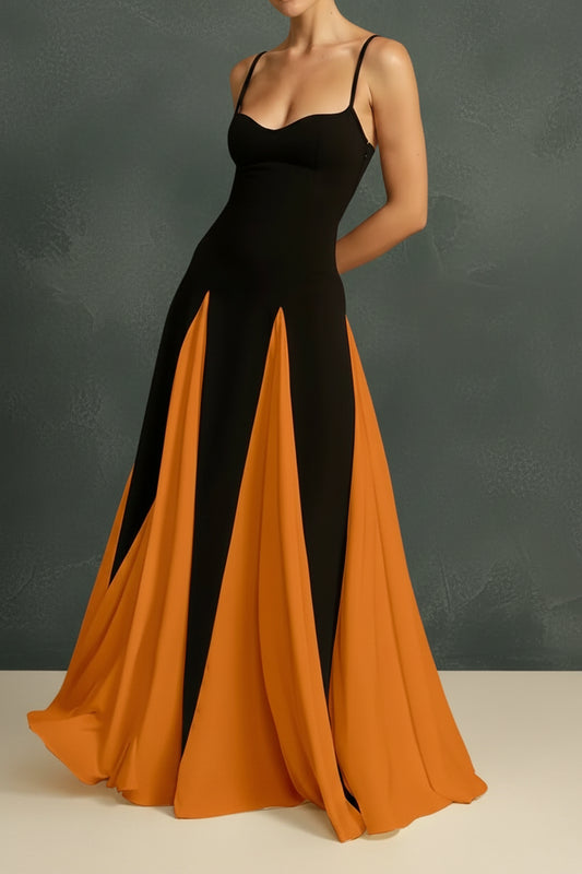 Two - Tone Flowing Maxi Dress - TrendNest