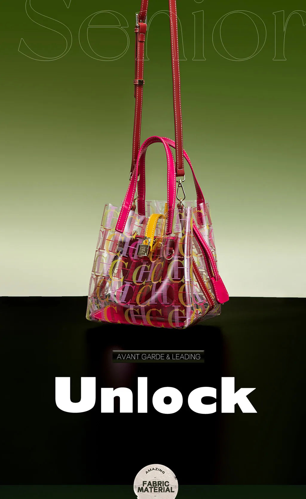 CHCH Women's Tote Bag New PVC Transparent Bag Leisure Beach Bag Waterproof