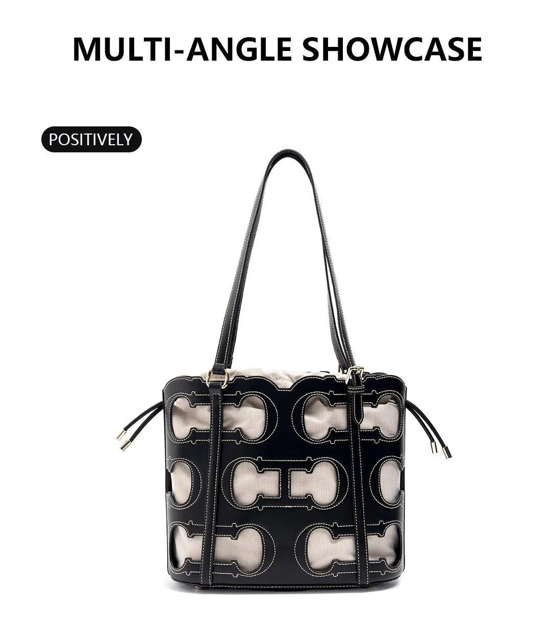 CH Women's Shoulder Bag High-end Brand Fashionable Hollow Design Women's Handbag Large Capacity Simple Solid Color