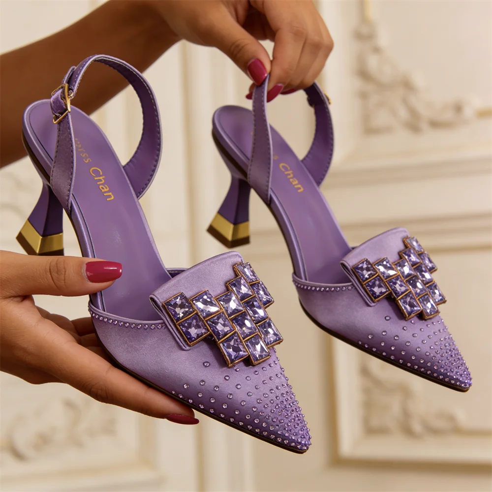 2026 Elegant Italian Rhinestone-Embellished Pointed Toe High Heels - Chic Women's Party Shoes for Every Occasion