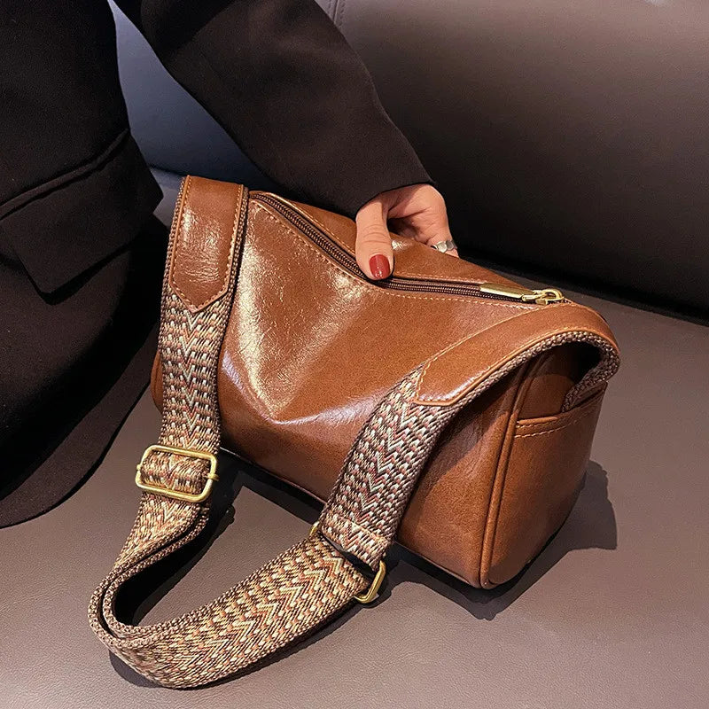 Vintage Boston Leather Crossbody Bag