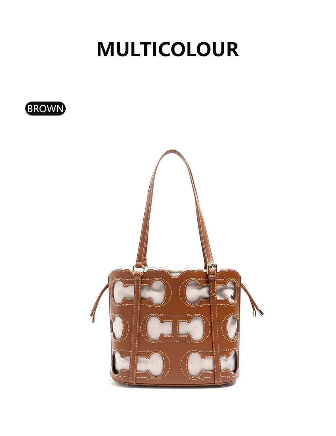CH Women's Shoulder Bag High-end Brand Fashionable Hollow Design Women's Handbag Large Capacity Simple Solid Color