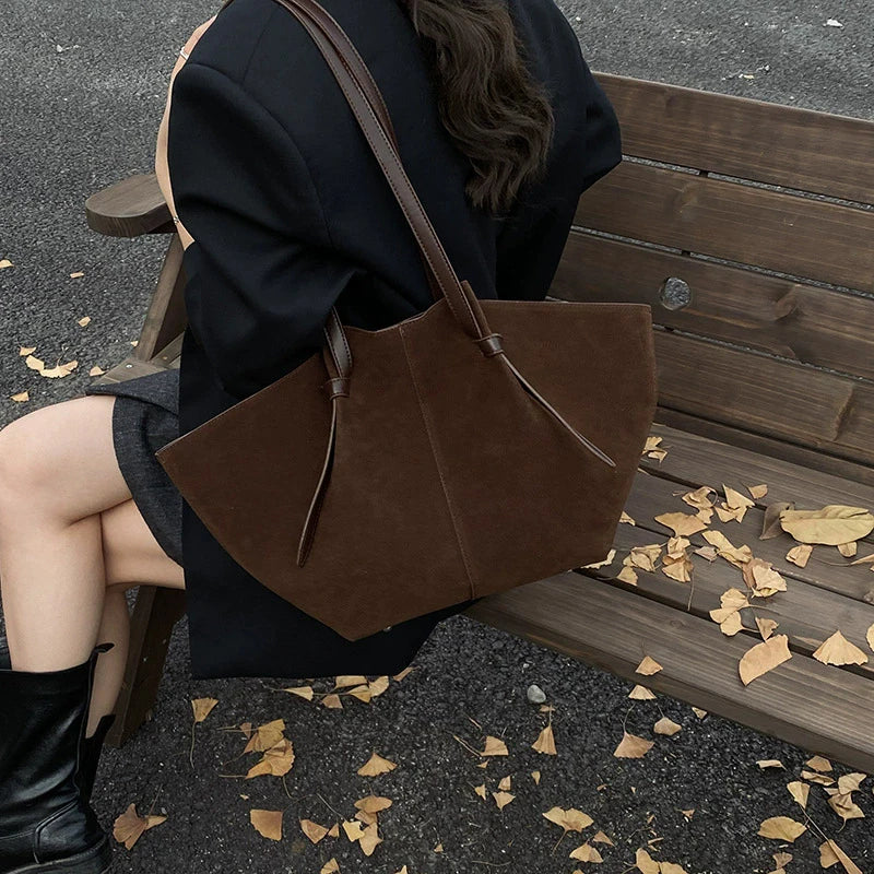 Suede Wing Tote Shoulder Bag