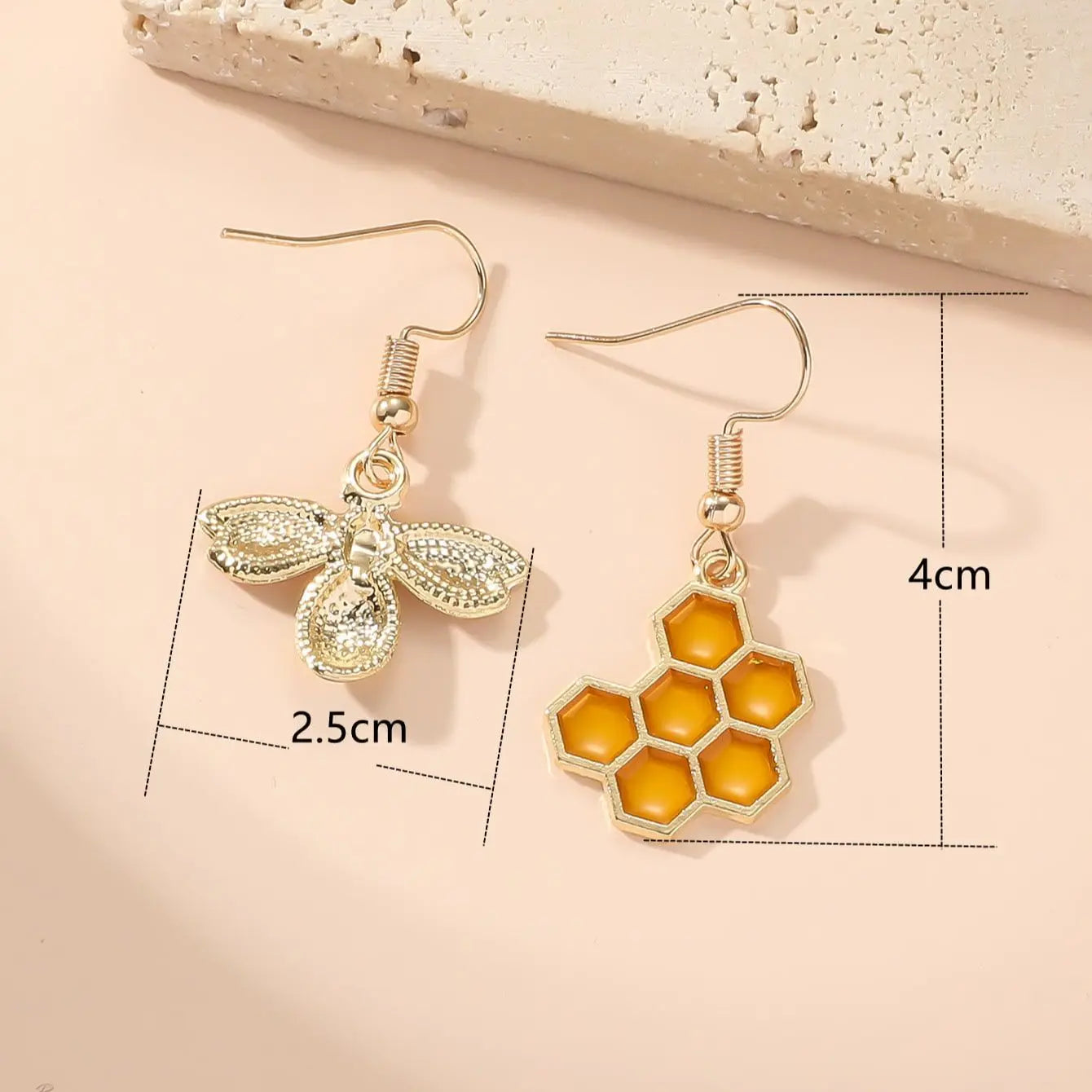 2 Pieces Insect Yellow Bee Earrings