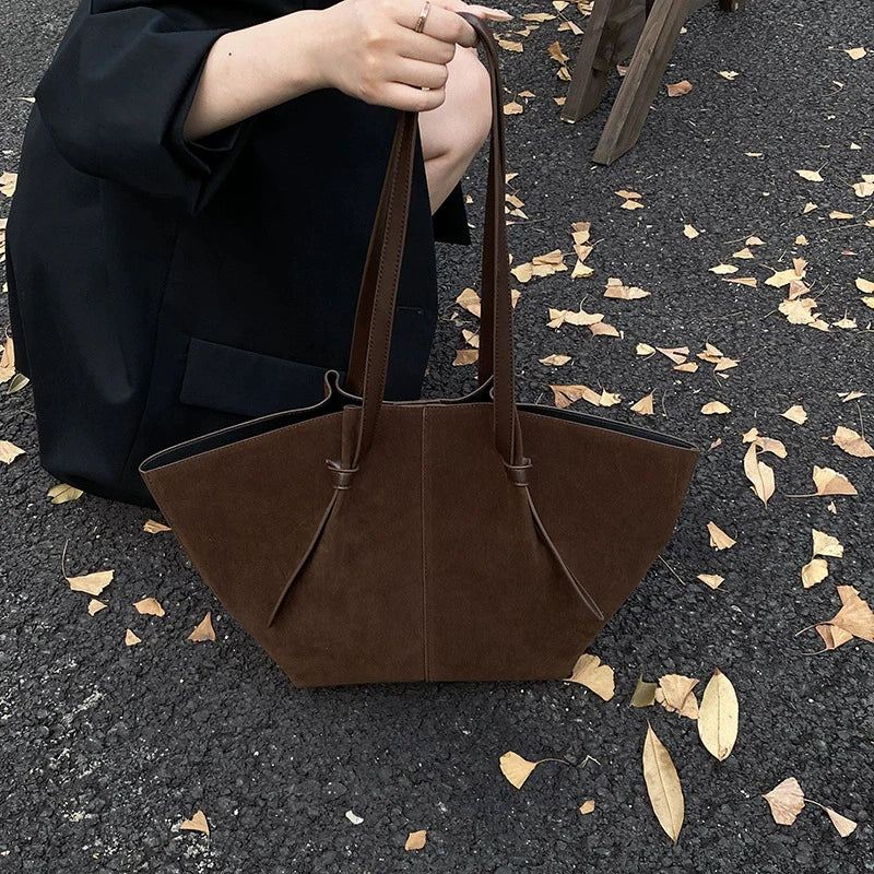Suede Wing Tote Shoulder Bag