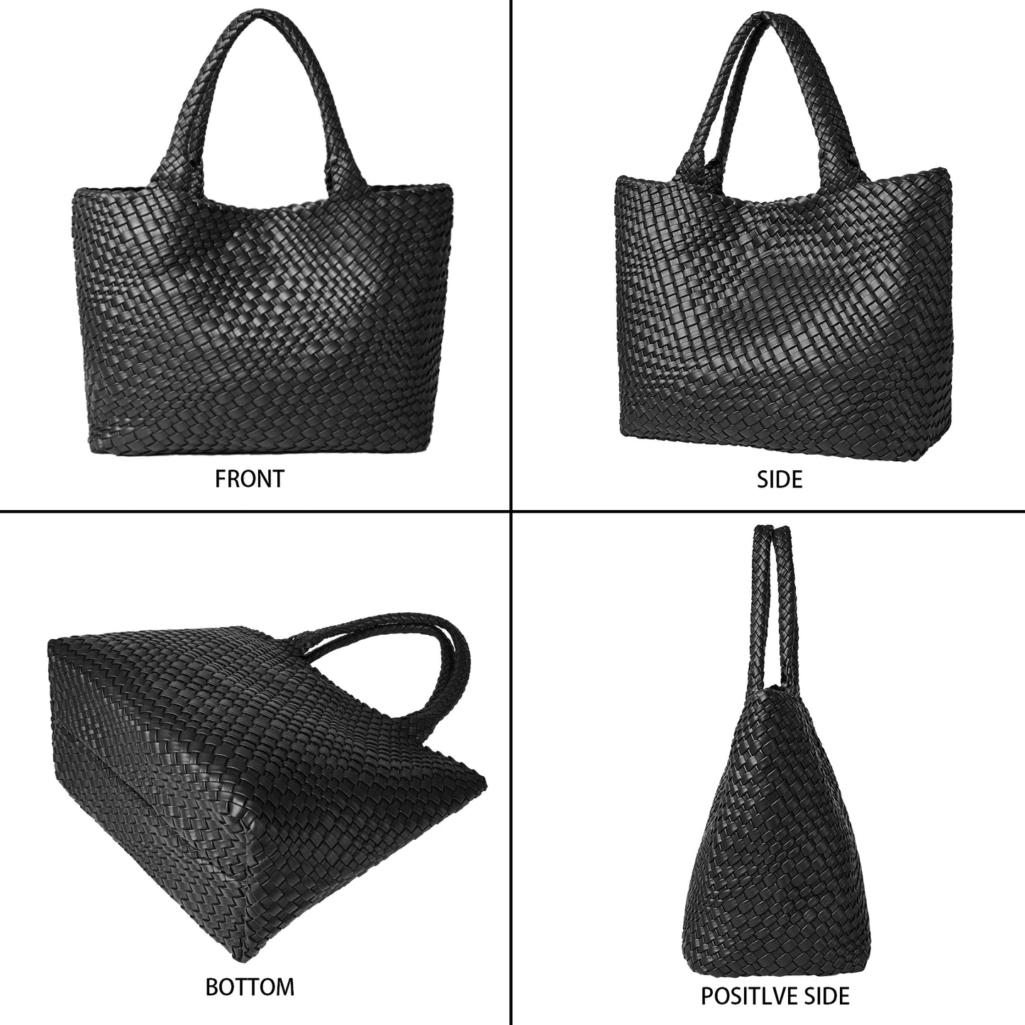 Vegan Leather Woven Tote Bag