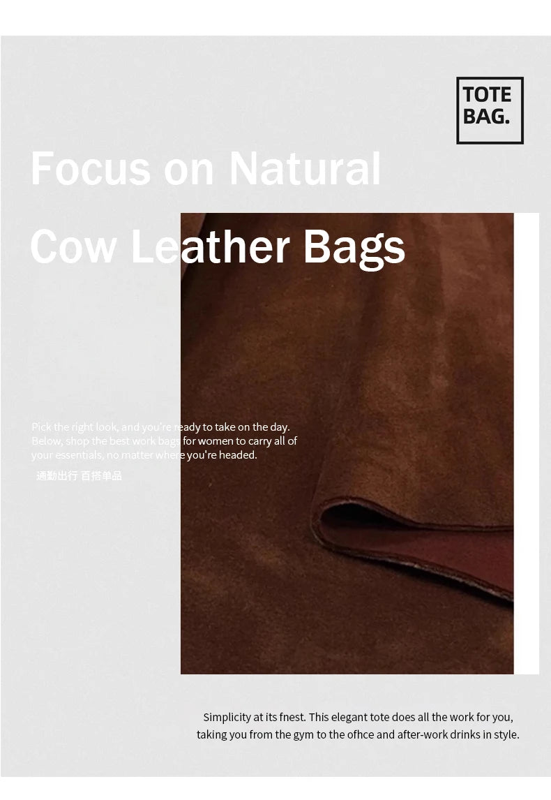 Genuine Leather Commuter Tote Bag