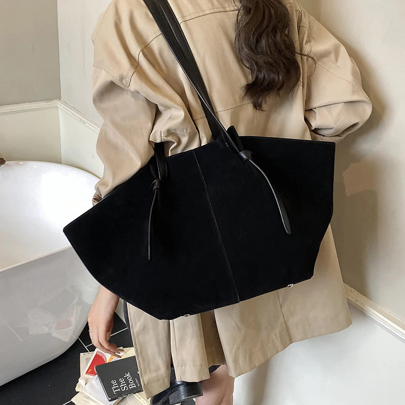 Suede Wing Tote Shoulder Bag