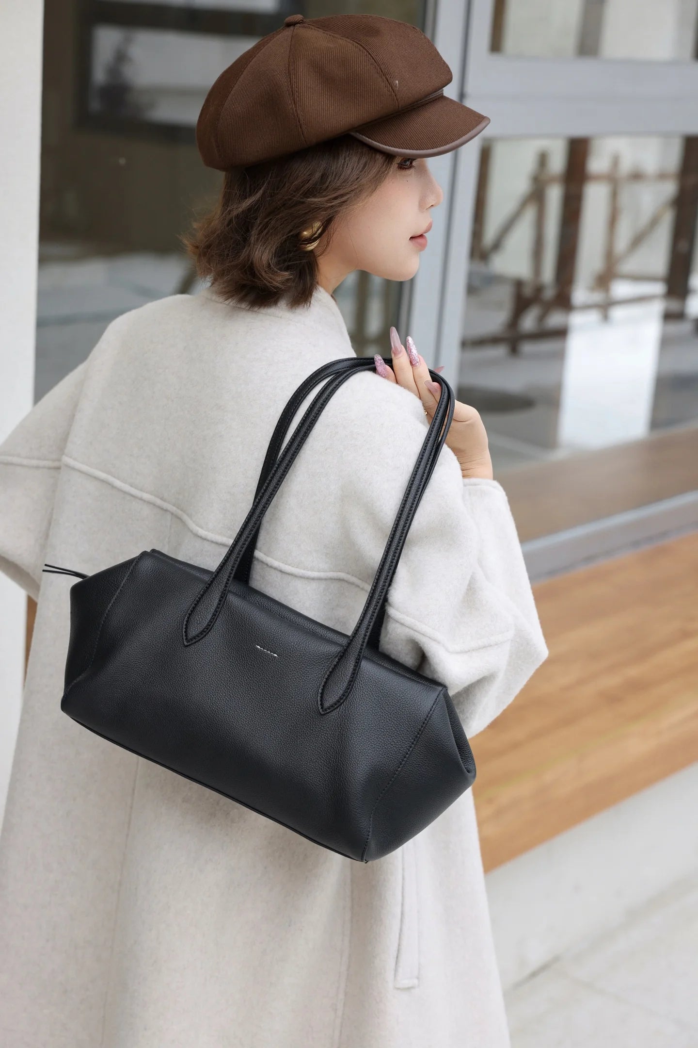 Genuine Leather Bowling Tote Bag