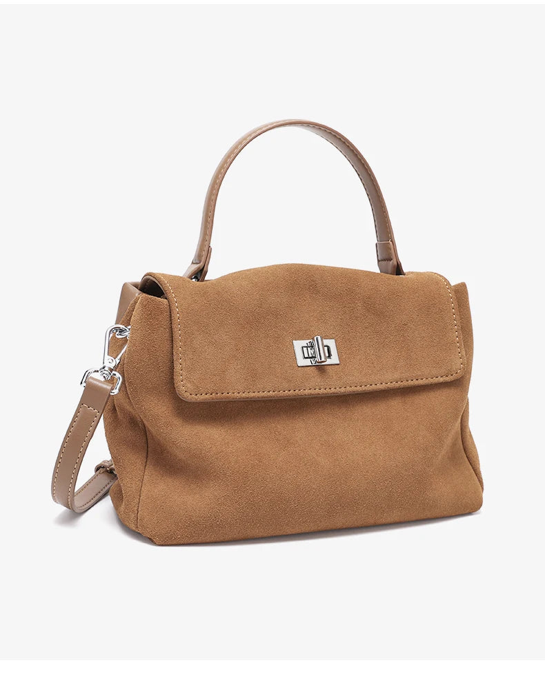 Natural Suede Leather Crossbody Bag