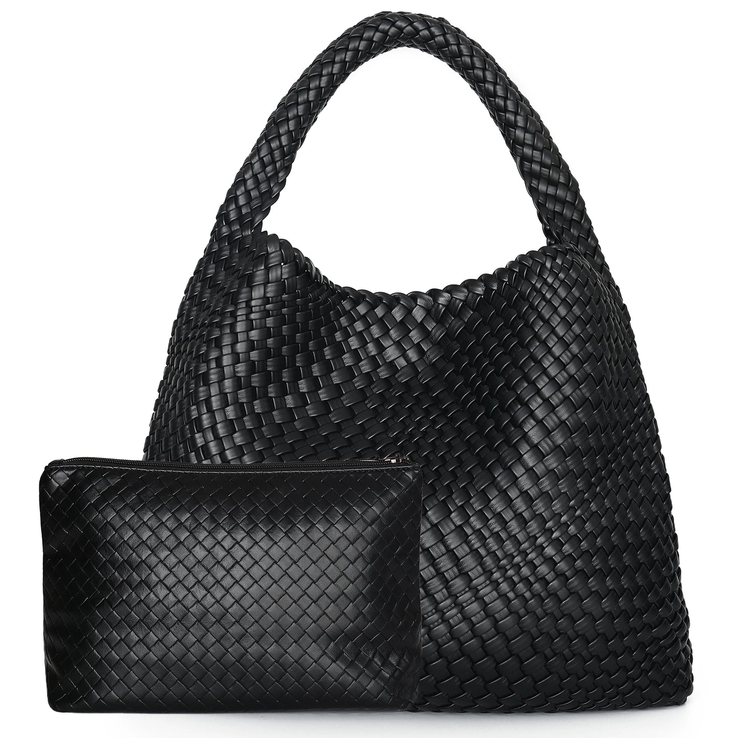 Soft Leather Woven Shopper Tote
