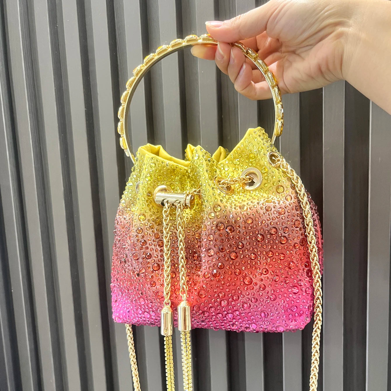 Crystal Handle Evening Clutch Bag