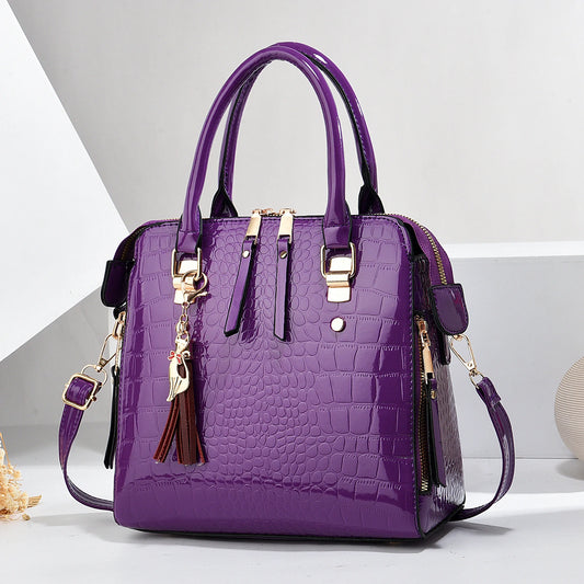 Crocodile Embossed Satchel Tote Bag