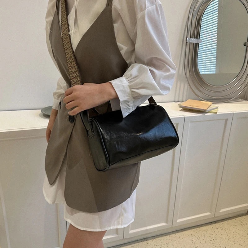 Vintage Boston Leather Crossbody Bag