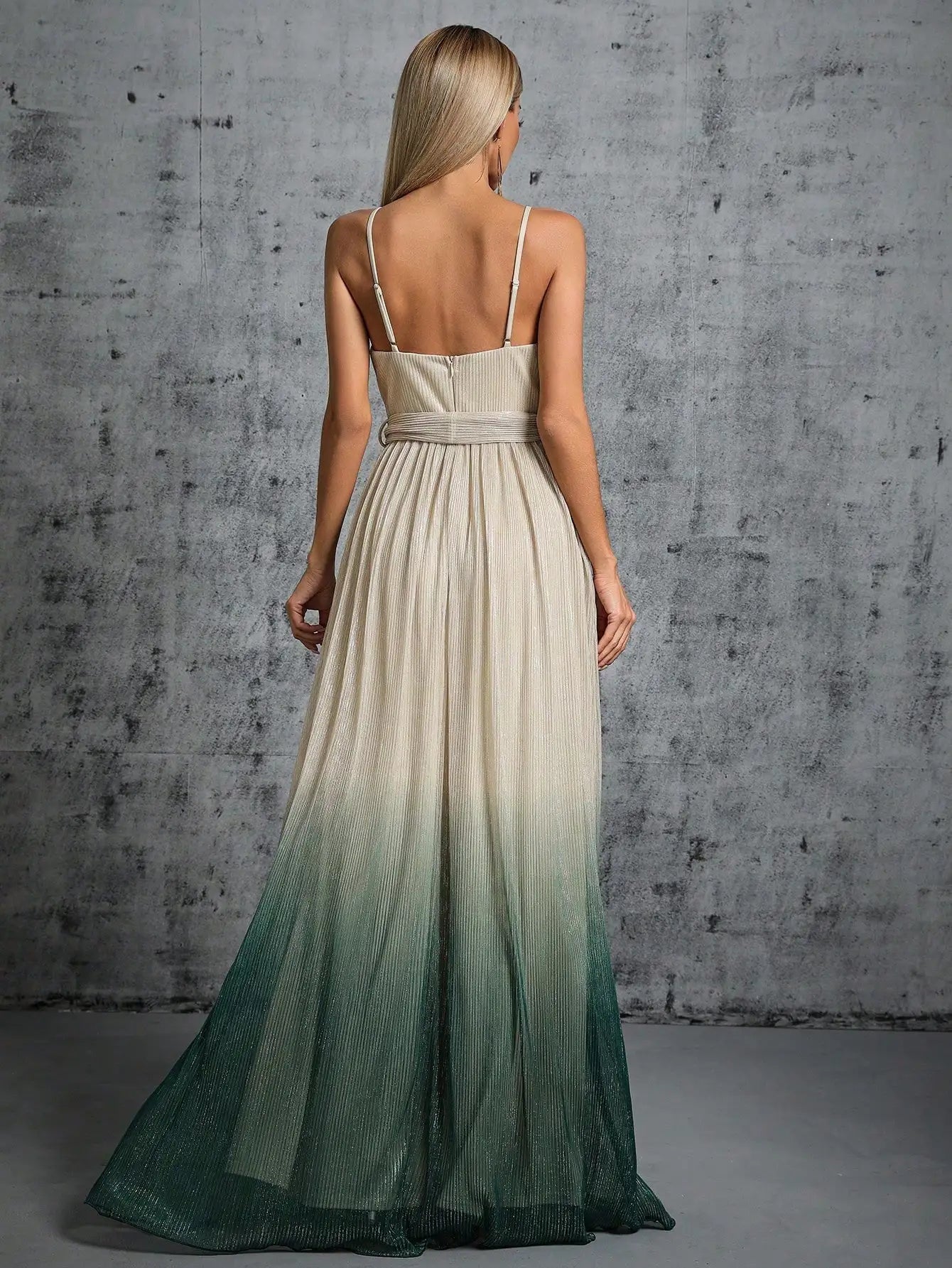 Plus Size Halter V-Neck Evening Gown