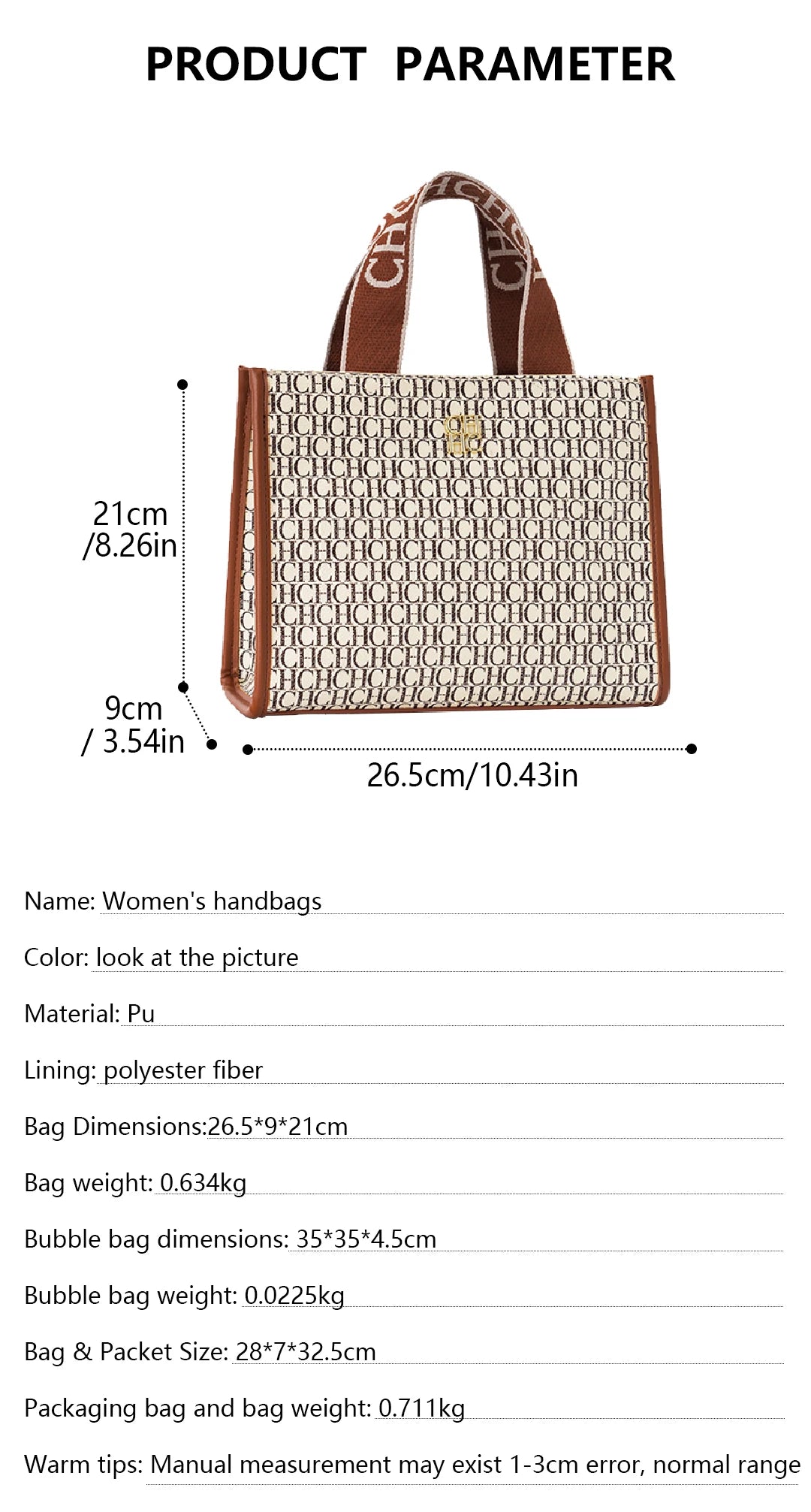 CH Fashion High Quality Women's Bags Metal Logo Casual Large Capacity Light Luxury Brand Designer 2025 New Women's Handbag