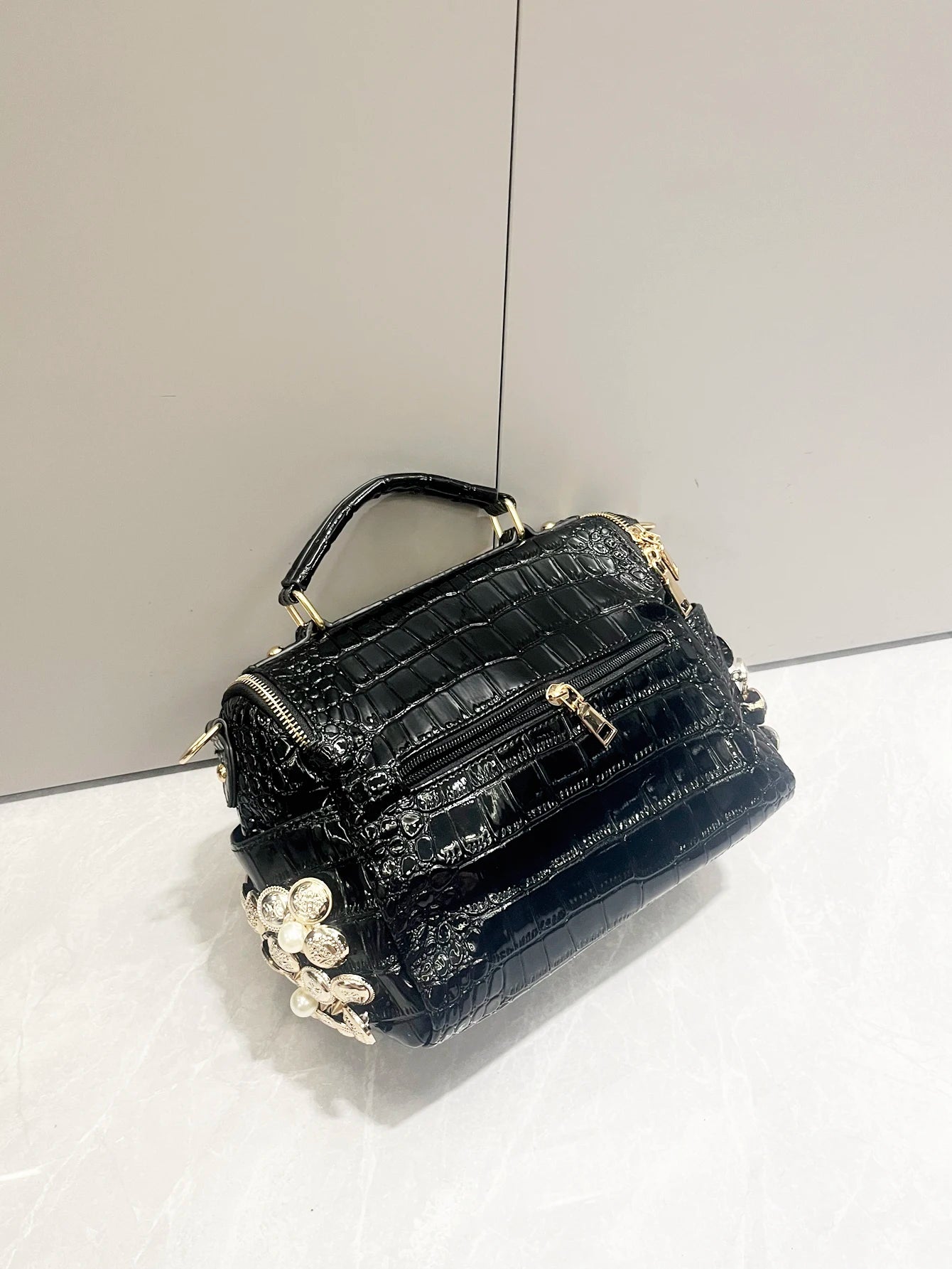Luxury Black Handmade Bucket Shoulder Bag