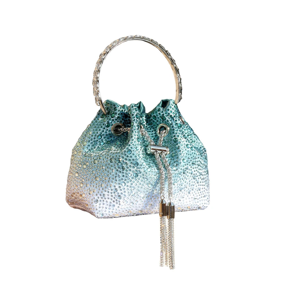 Crystal Handle Evening Clutch Bag