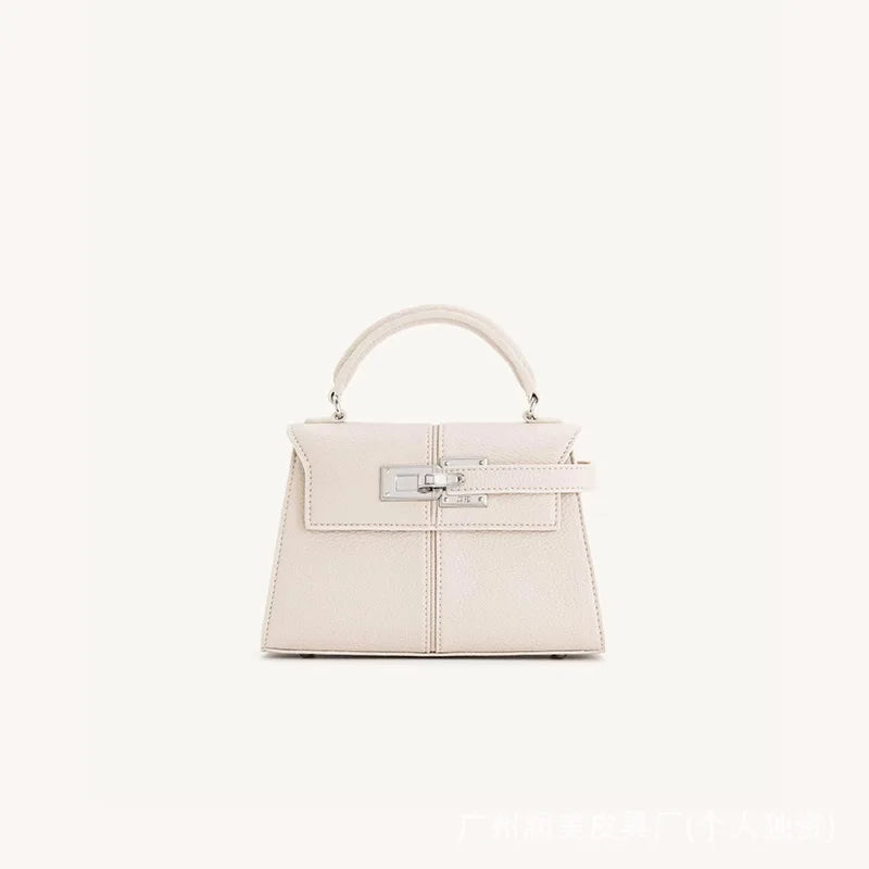 Genuine Leather Trapezoid Crossbody Bag