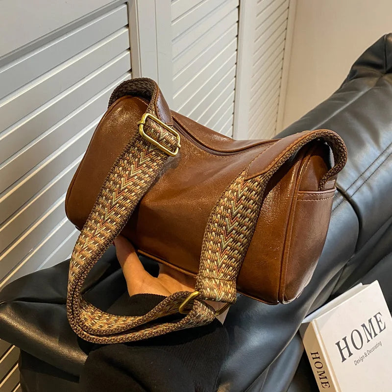 Vintage Boston Leather Crossbody Bag