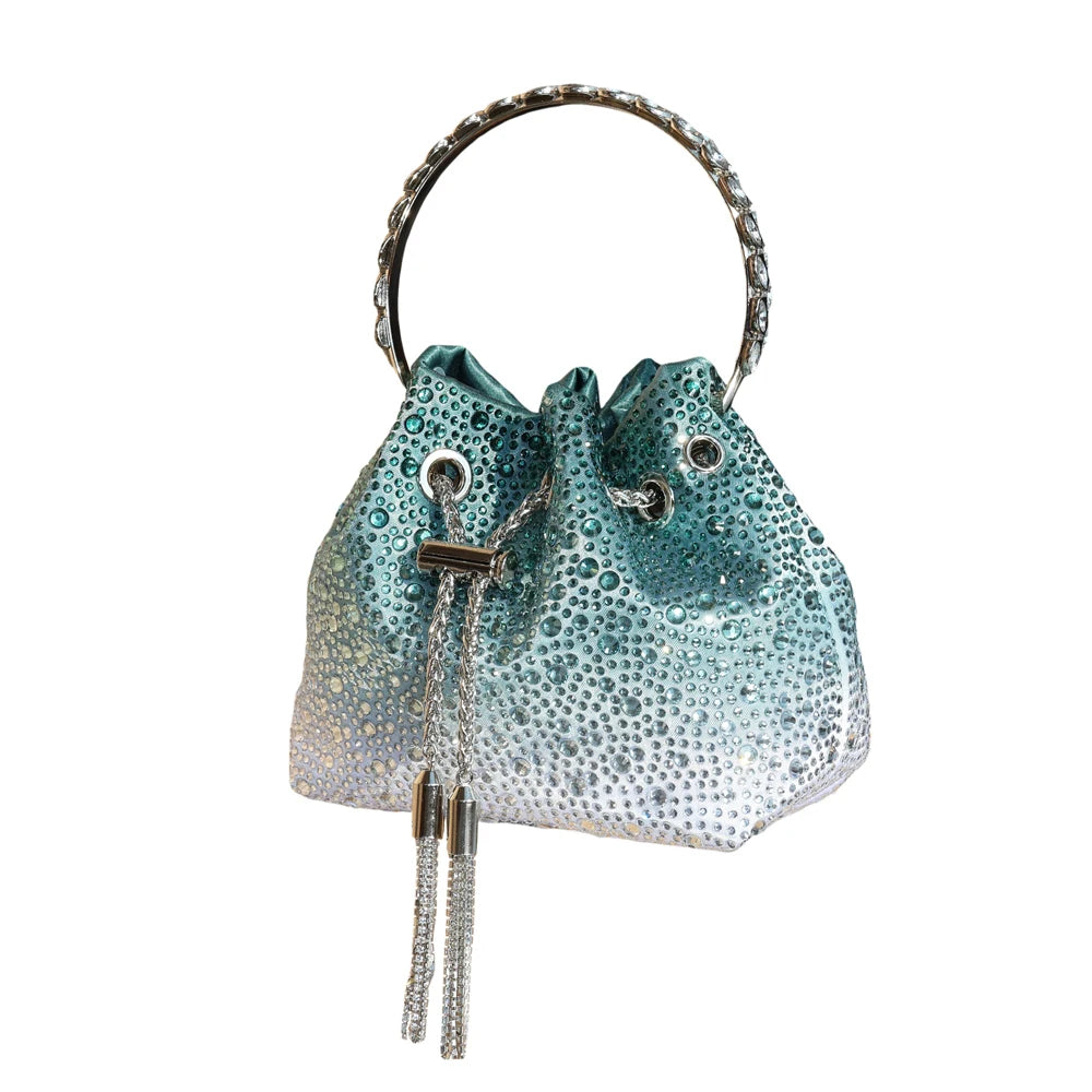 Crystal Handle Evening Clutch Bag