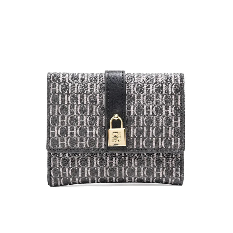 CH Fashion Versatile Letter Print Design Wallet Premium Feeling Wallet High Quality Standard Wallet Ladies Temperament Style Car