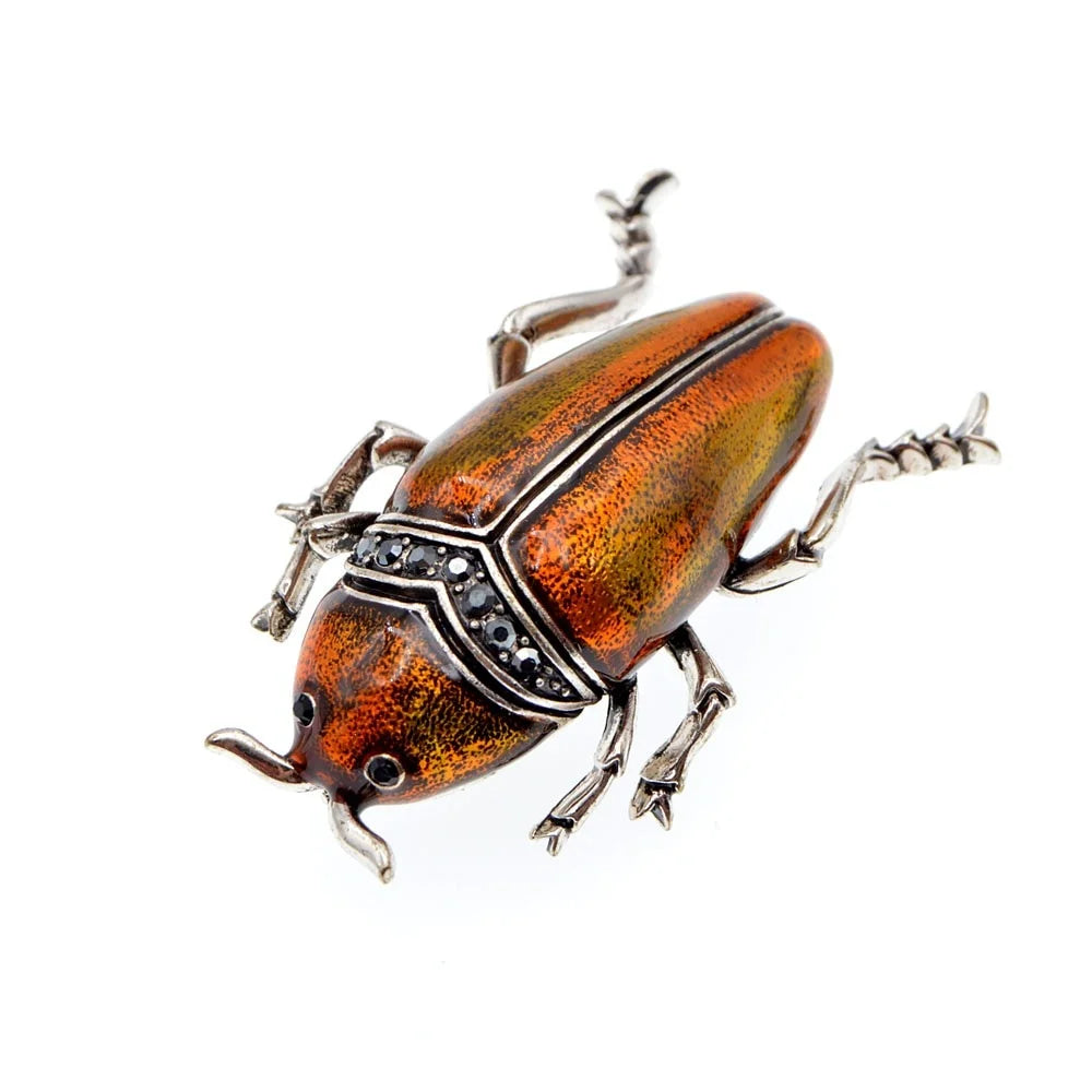 SKEDS Women Full Crystal Exquisite Beetle Brooch Badges Fashion Luxury High-end Elegant Lady Insect Pin Accessories