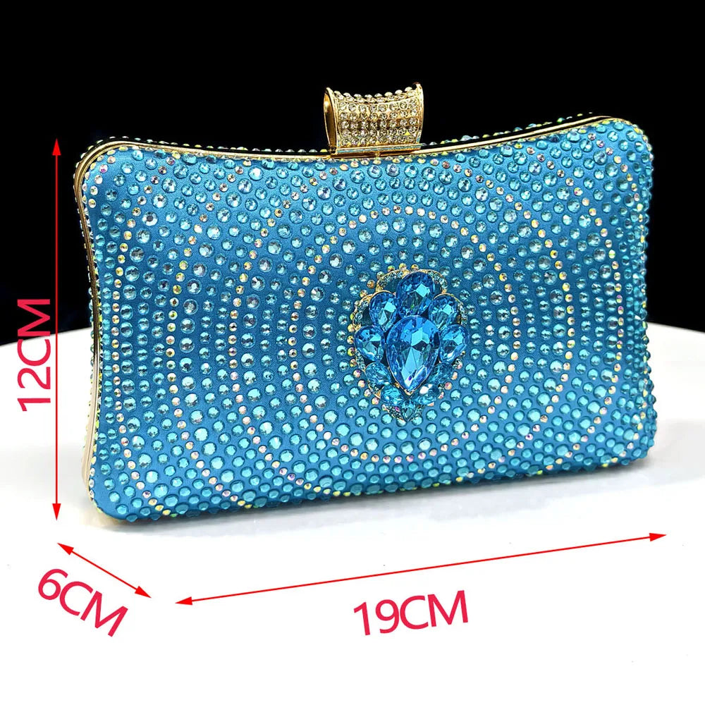 Venus Chan Blue Color Rhinestone Comfortable high heel shoe And Bag Fashion Style Pointed-Toe Shoes For Women Or Commuting Shoes