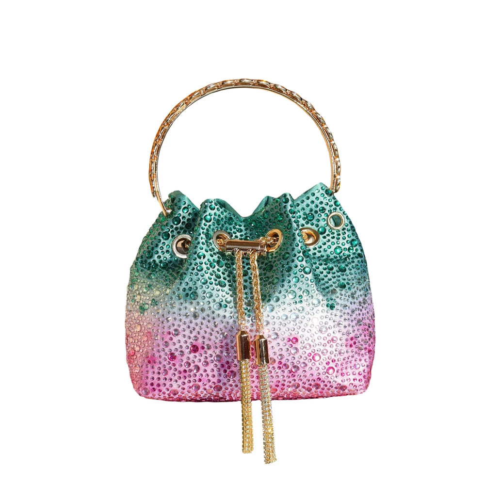 Crystal Handle Evening Clutch Bag