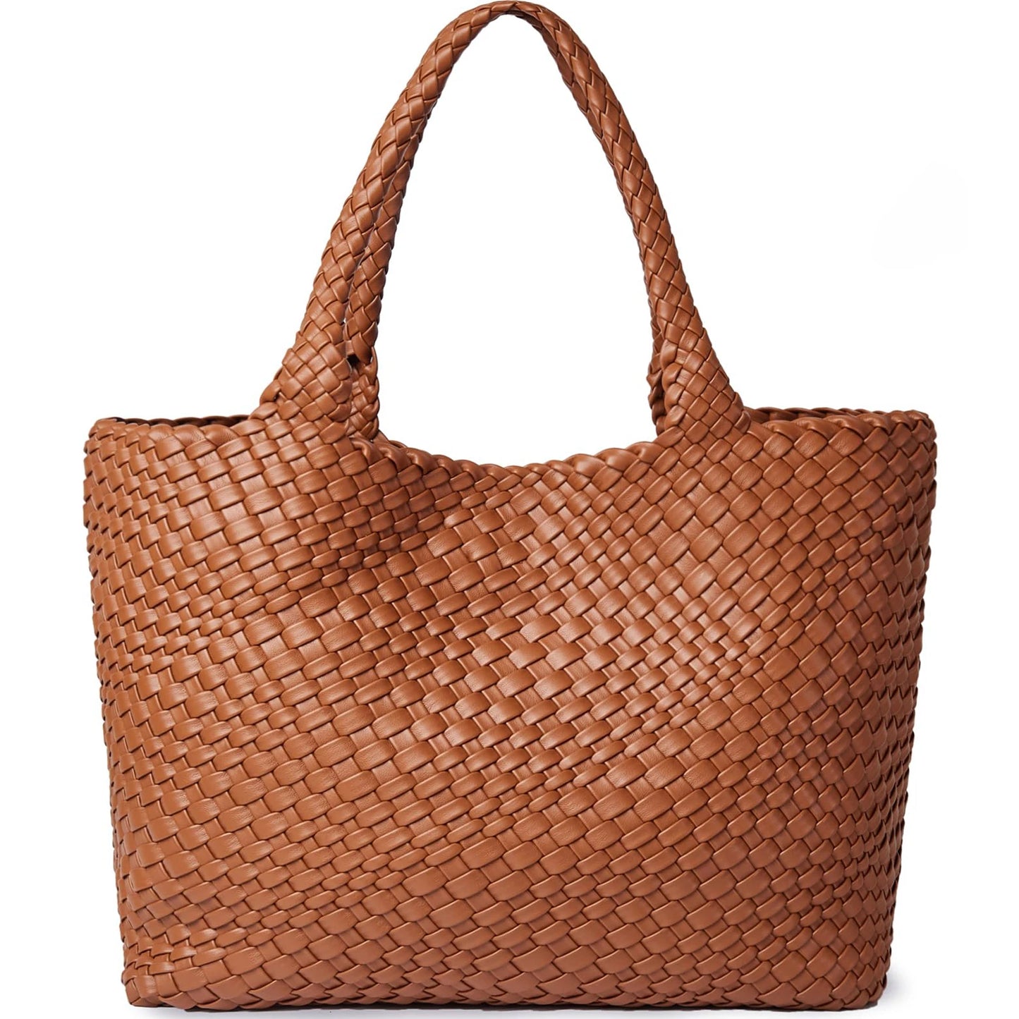Vegan Leather Woven Tote Bag