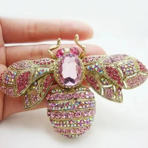 SKEDS Luxury Exaggerated Vintage Women Crystal Bee Brooch Pin Fashion Elegant Lady Exquisite Insect Rhinestone Badges