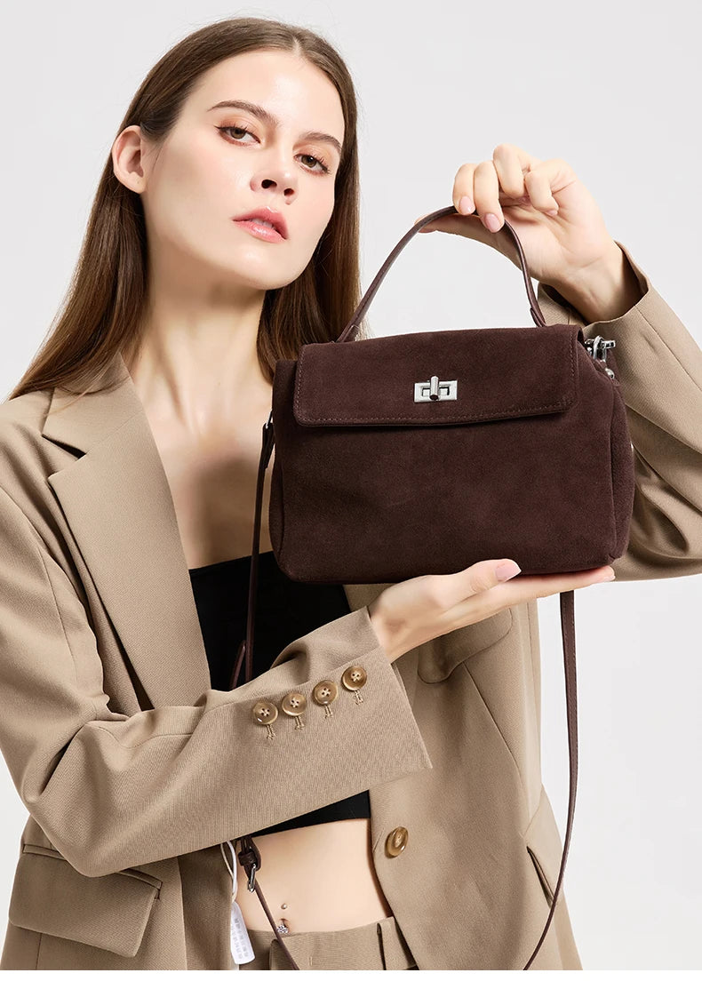 Natural Suede Leather Crossbody Bag
