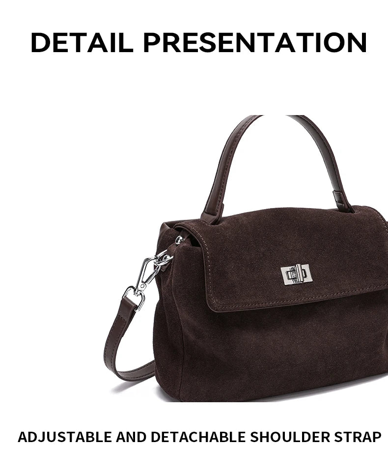 Natural Suede Leather Crossbody Bag