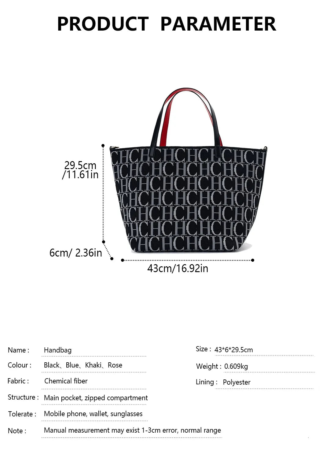 CH Popular Large Capacity Tote Bag Versatile Elegant Casual Shopping High Quality Ladies Bag Women's Brand Fashion Letter Print