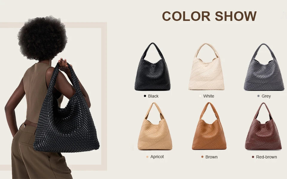 Soft Leather Woven Shopper Tote