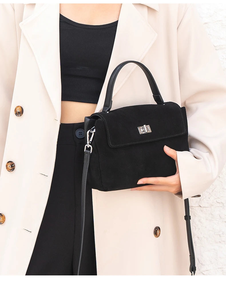 Natural Suede Leather Crossbody Bag