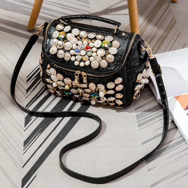 Luxury Black Handmade Bucket Shoulder Bag