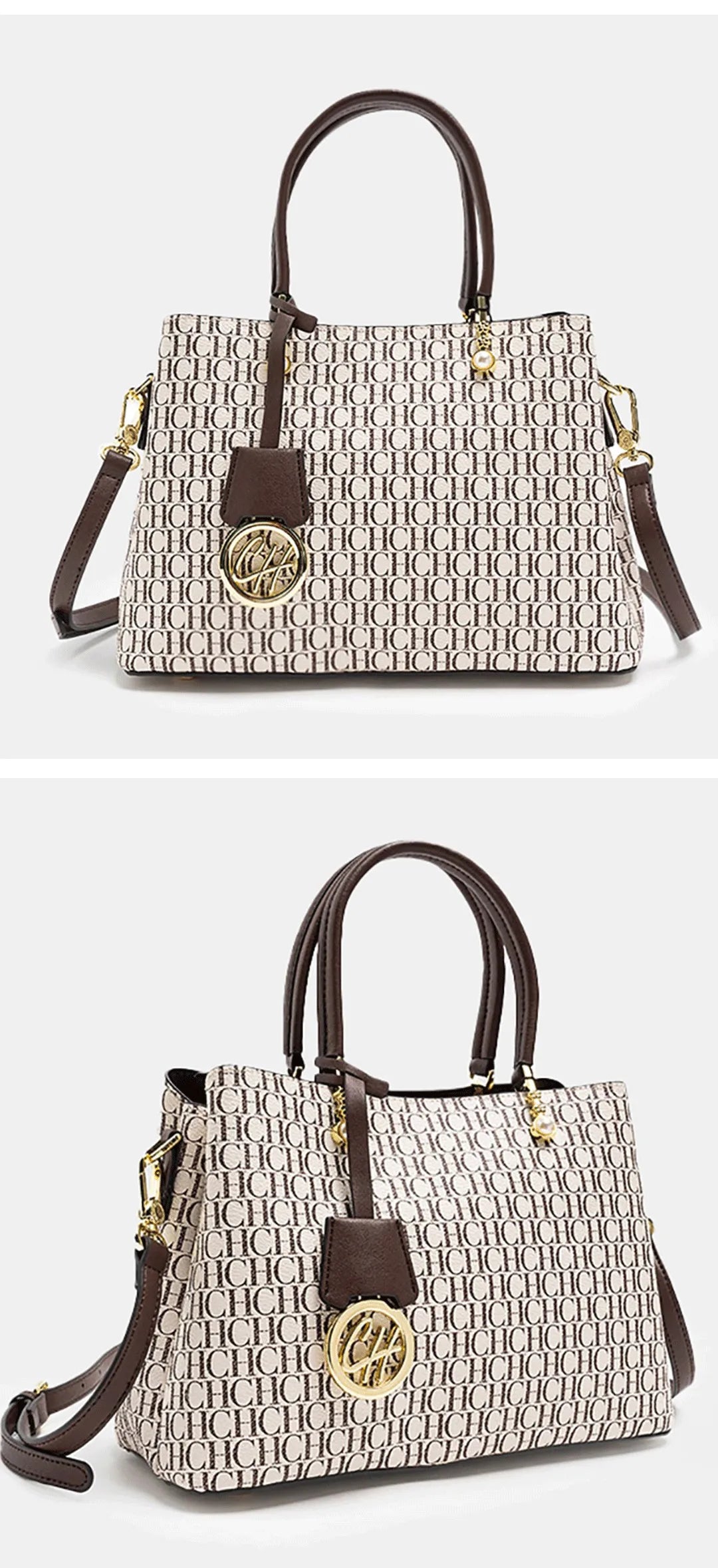 Light Luxury Brand Letter Print Handbag with Letter Pendant Design Unique and Elegant Popular Fashion Niche High Quality