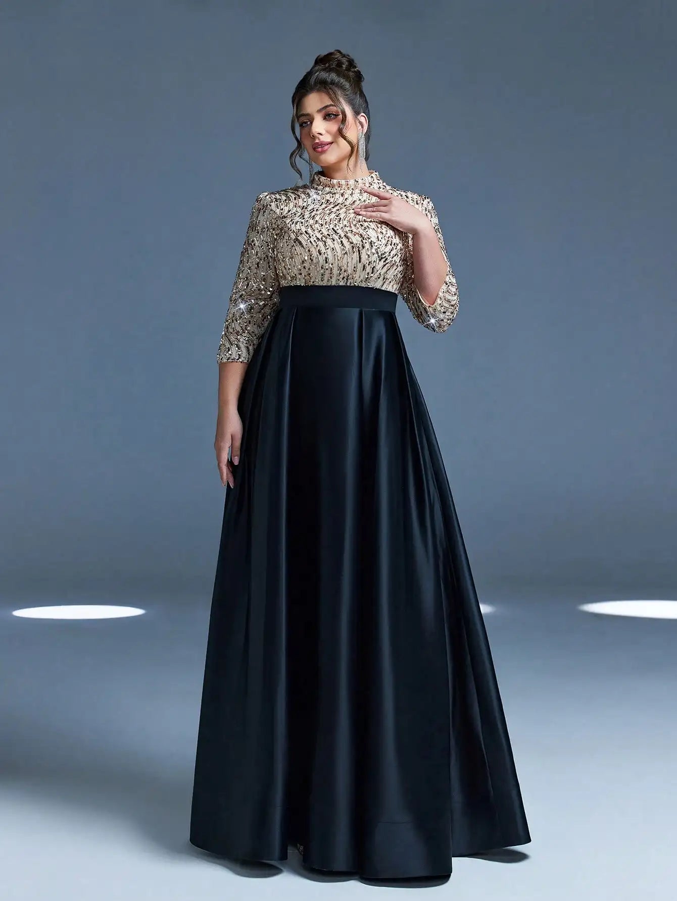 High Neck Satin A-Line Evening Gown